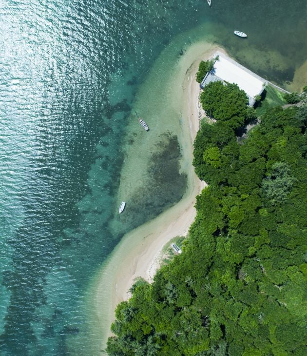 All aboard aerial view of Bel Ombre