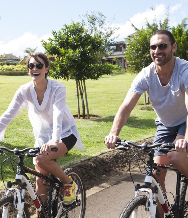 Couple Cycling Bicycle in Bel Ombre Nature Reserve