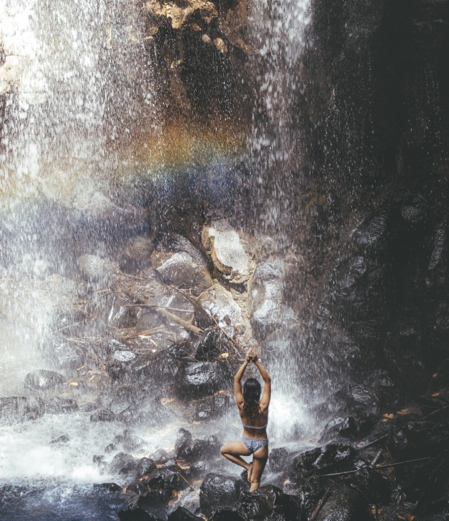 Swim by the waterfall in Mauritius