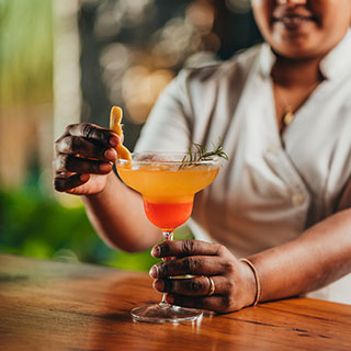 Complimentary welcome drink upon arrival at the restaurant