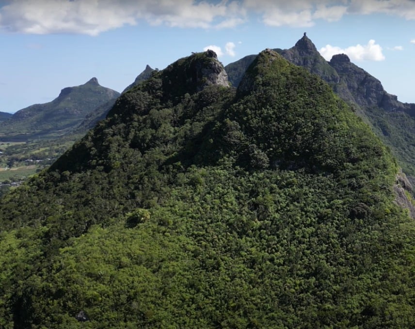 The challenging hiking path leading to the peaks of Les Deux Mamelles