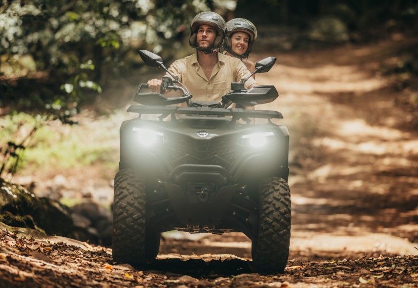 Couple Enjoying Quad Adventure in Bel Ombre Nature Reserve