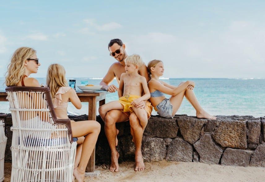 Family enjoying quality time together at the beach