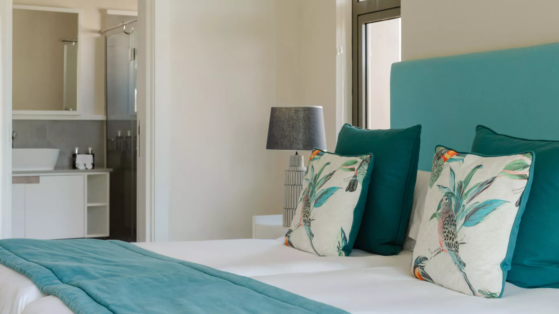 Luxury bedroom close-up with elegant design and high-end finishes in 3 bedroom villa
