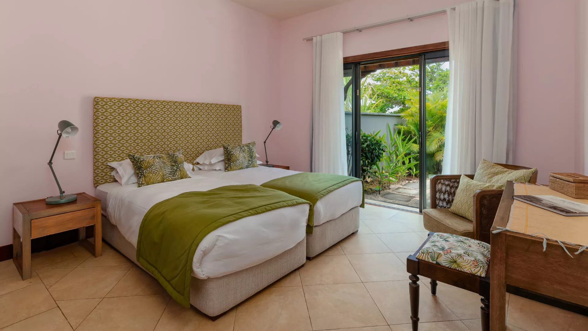 Bedroom with luxurious interior in a 4-bedroom villa