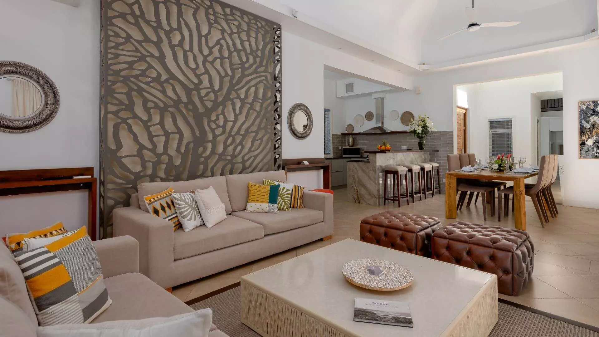 Spacious living room of a luxury 4-bedroom villa
