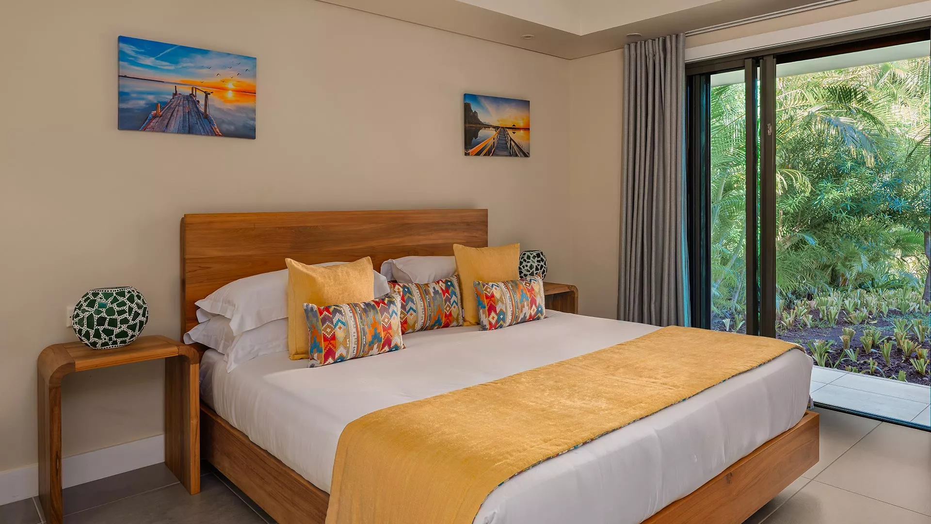 Bedroom of a 4-bedroom villa with pool view at Heritage The Villas, Mauritius