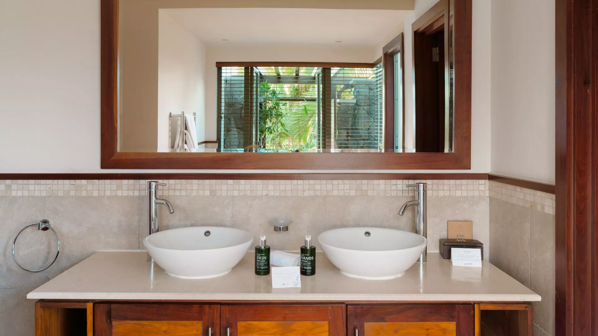 Bathroom shower area in a luxury three-bedroom villa with modern fittings