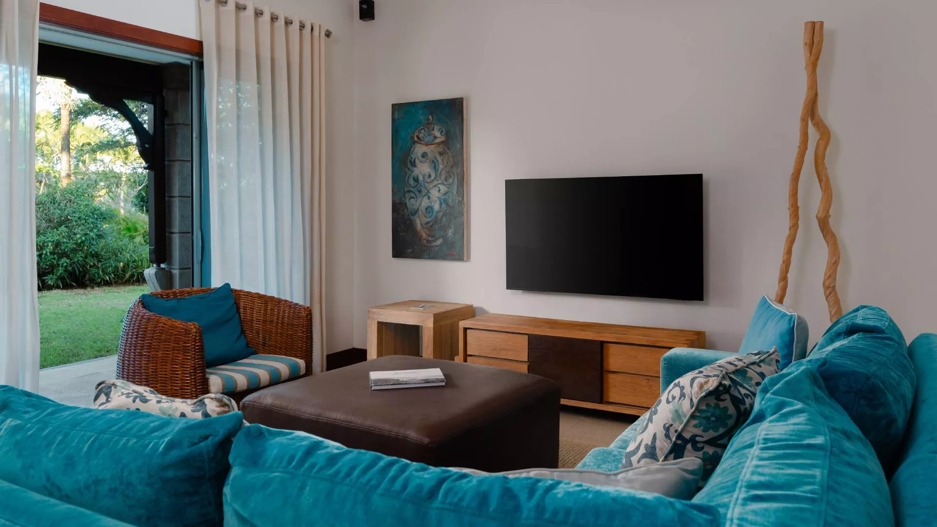 Ground floor living room interior of a luxury three-bedroom villa with open-plan design