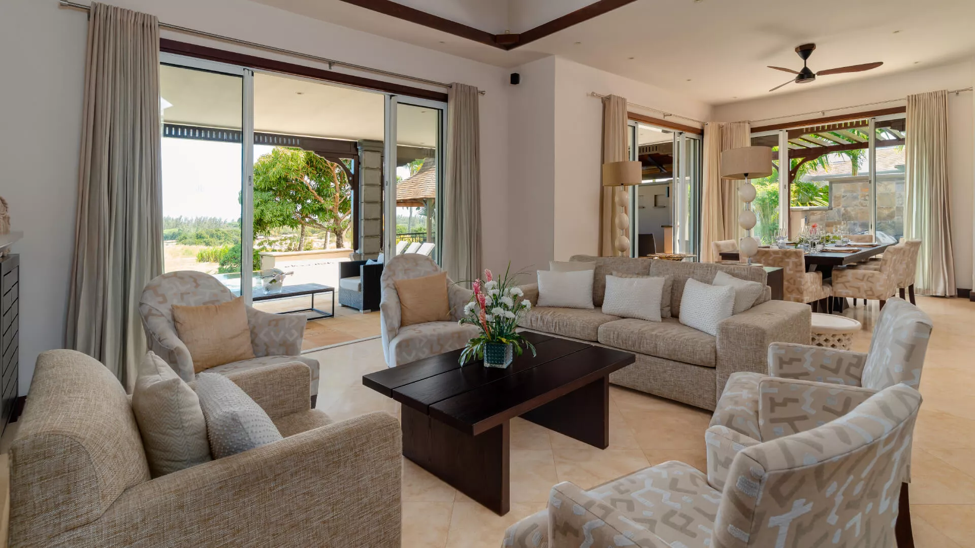 Overview of the ground floor living room in a luxury 4-bedroom villa