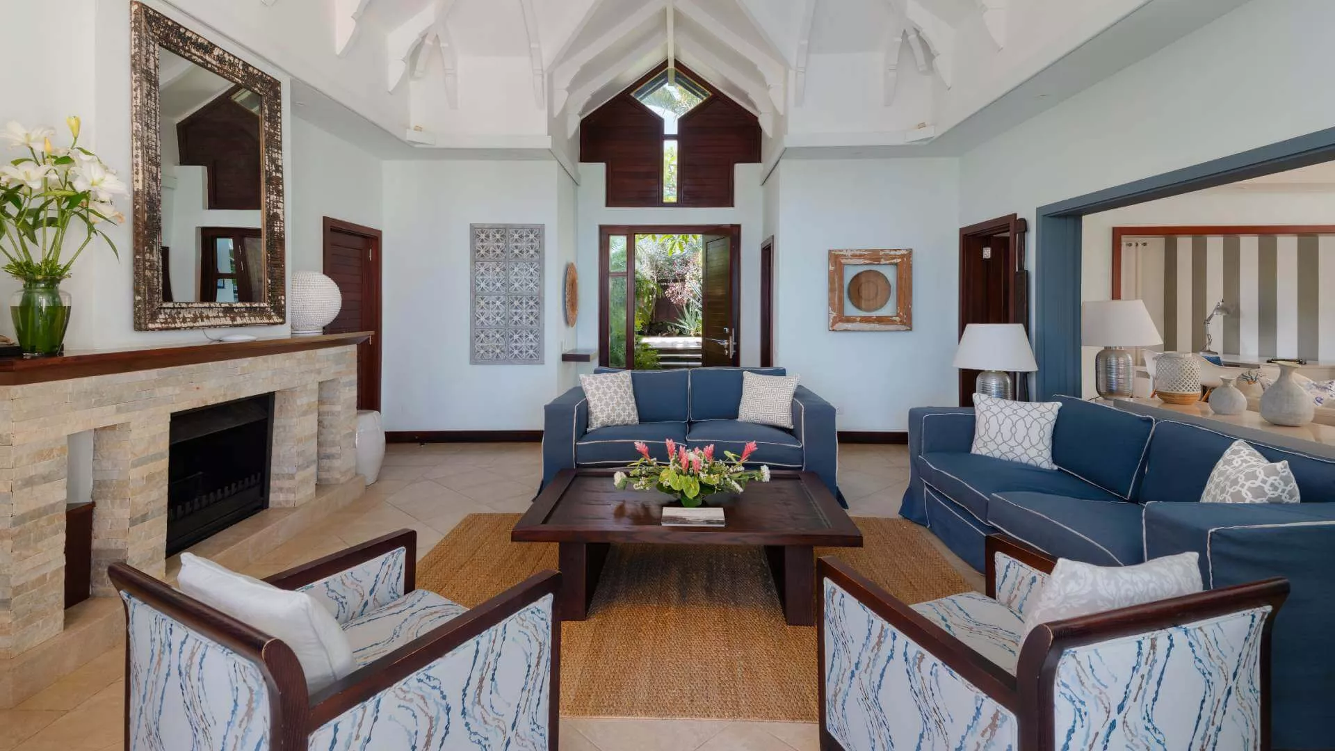 Front view of the living room in a luxury 4-bedroom villa
