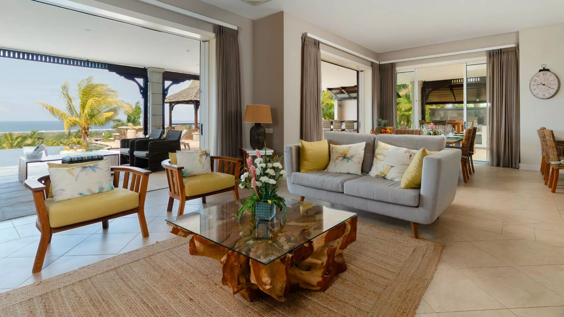 Overview of the living room in a luxury 4-bedroom villa
