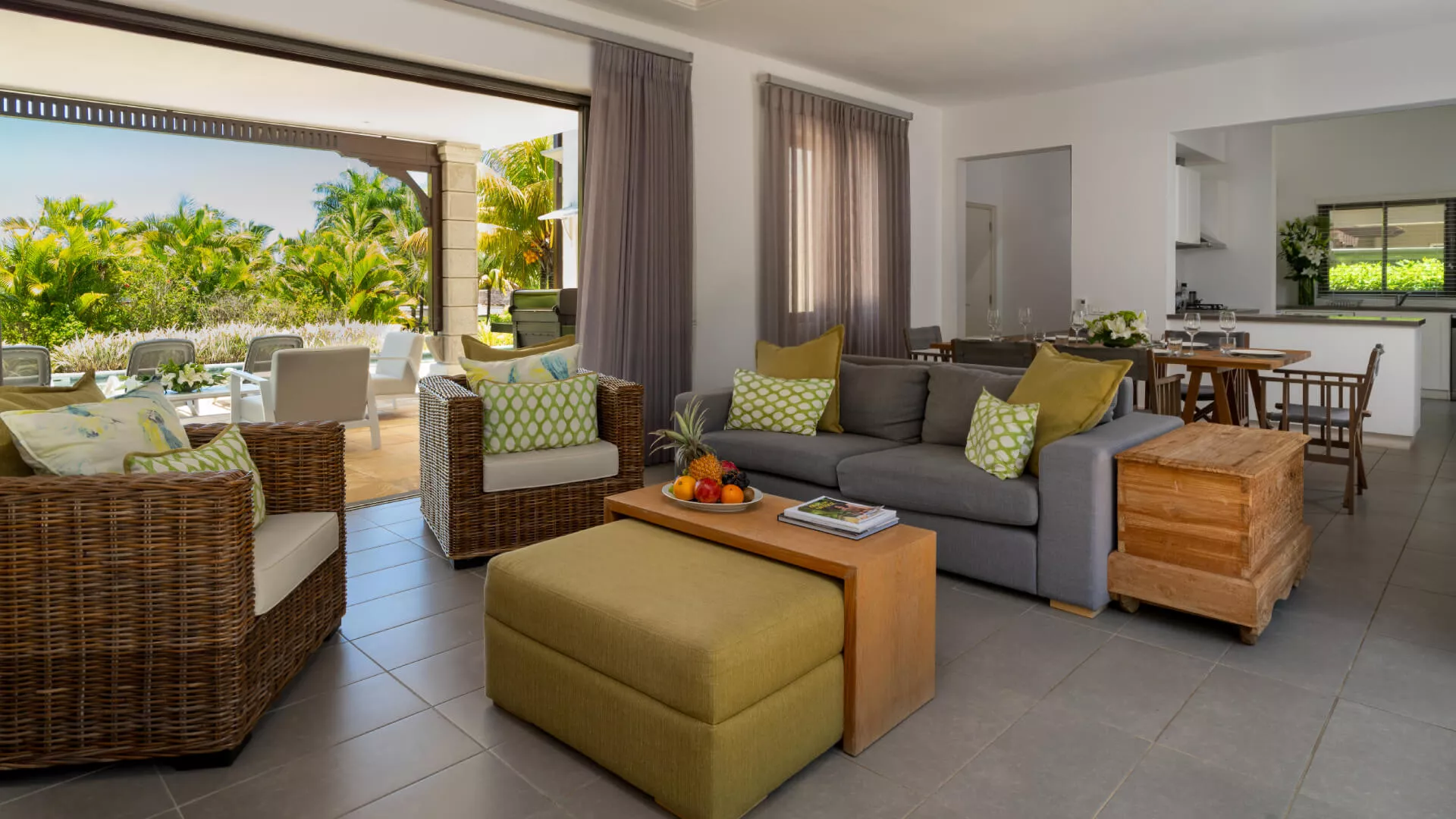 Overview view of the living room in a luxury 4-bedroom villa