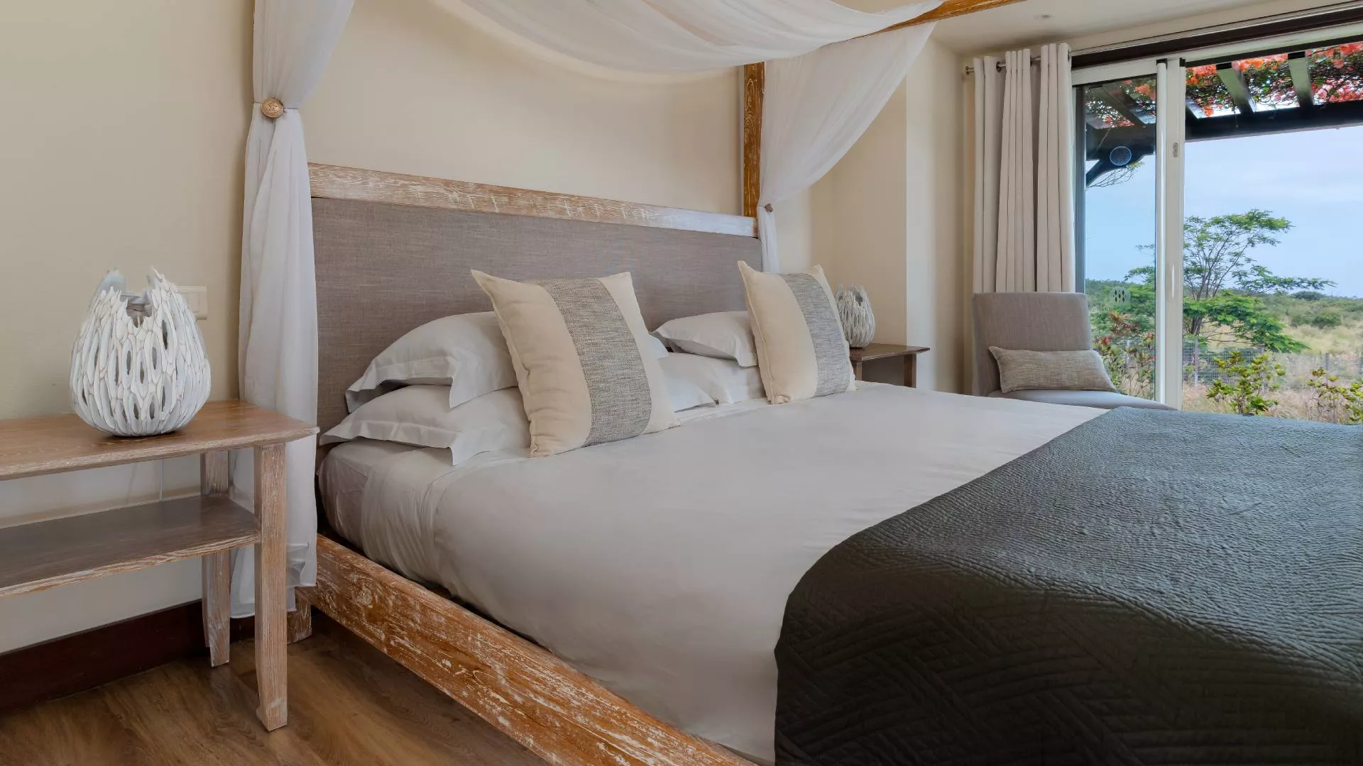 Side view of a top floor bedroom in a luxury 4-bedroom villa