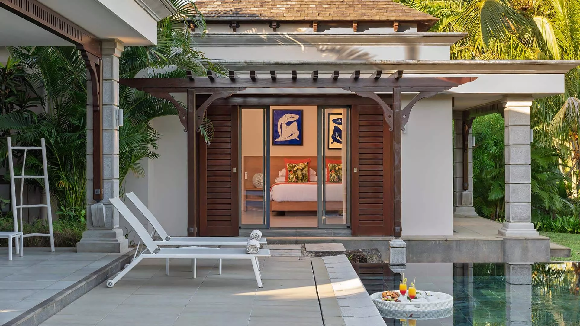 Terrace of a 4-bedroom villa with pool and scenic view at Heritage The Villas, Mauritius