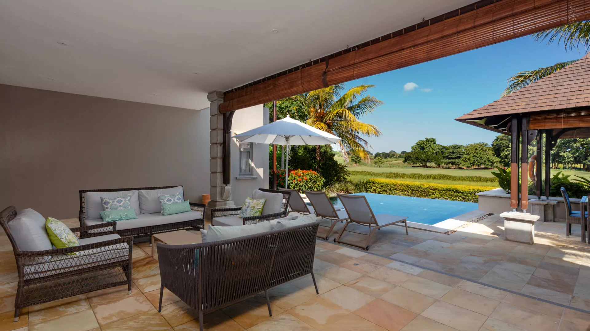 villa arthurium terrace pool area
