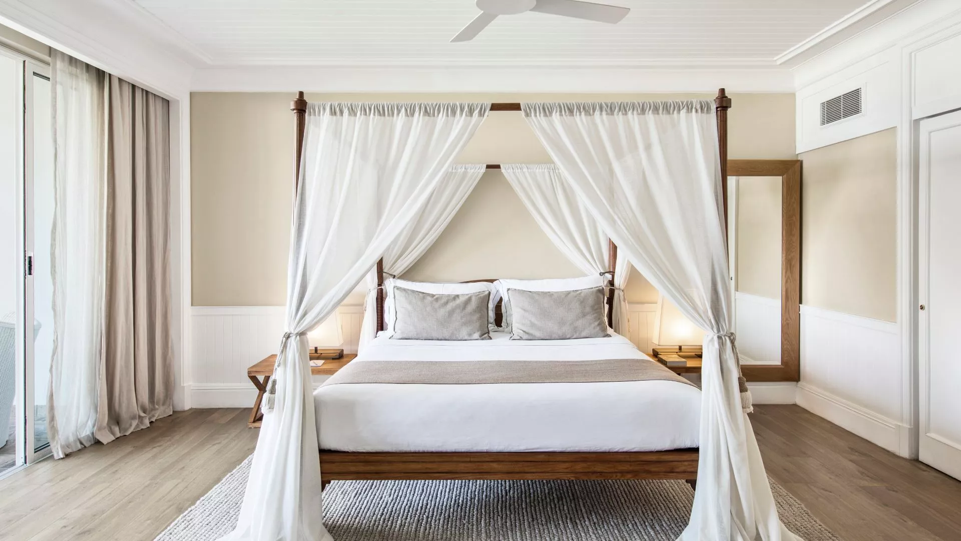 senior suite bedroom upper floor giving a direct sea view at heritage le telfair mauritius