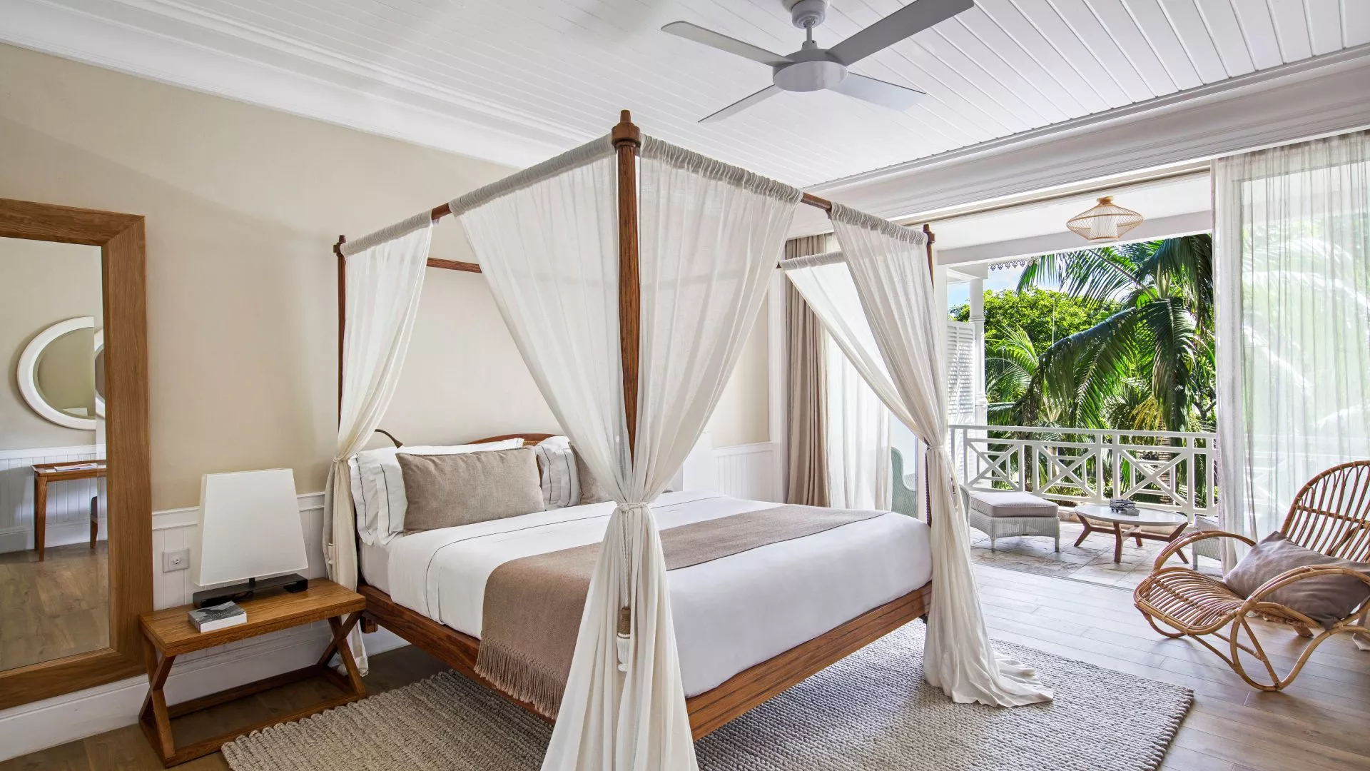 senior garden view bedroom on upper floor at heritage le telfair