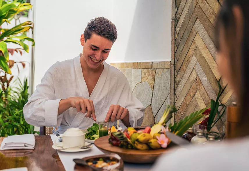 Spa Wellness Culinary Menu Tea, Fruits and Juices at Heritage Le Telfair