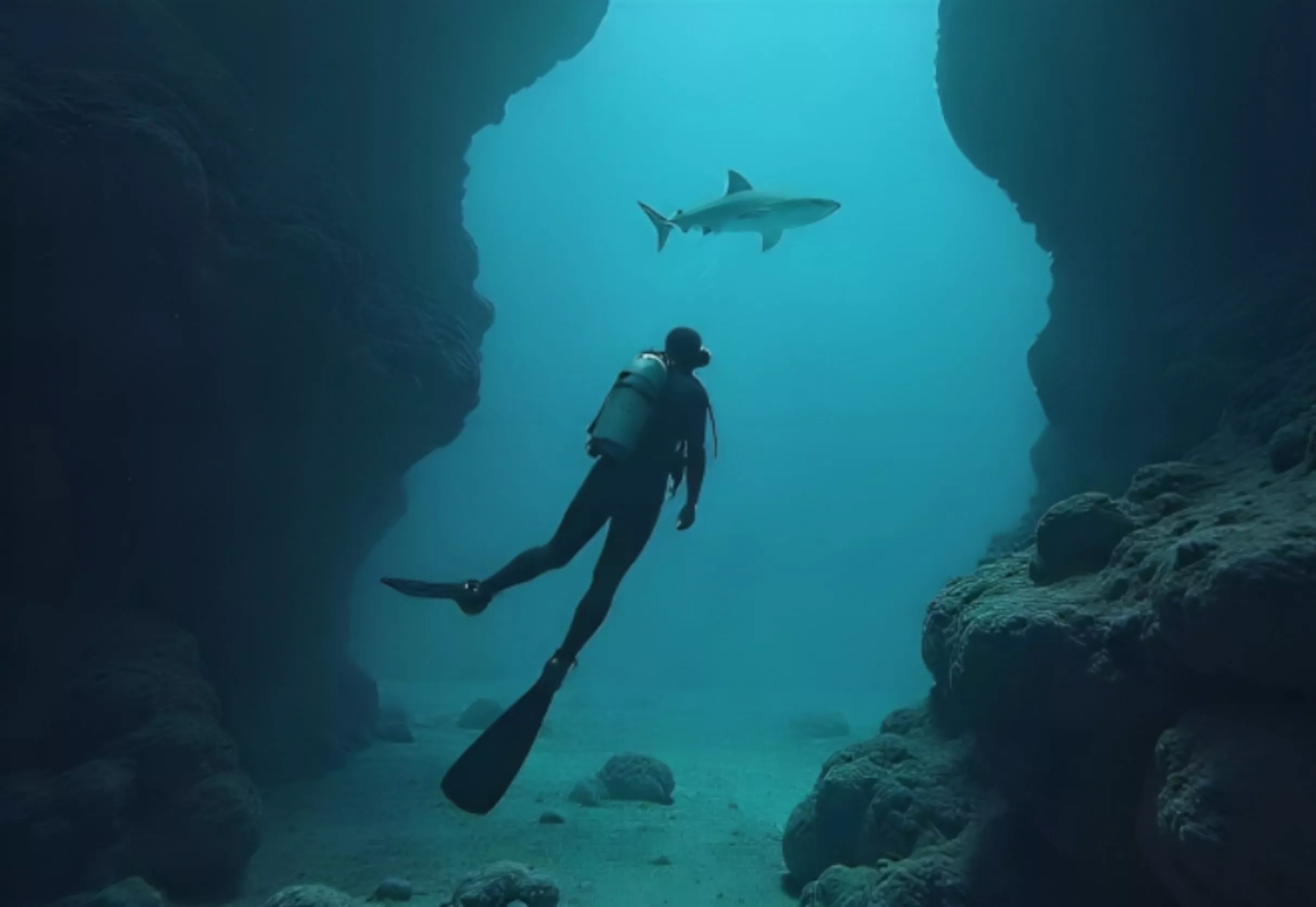 Diving near whale rock in Mauritius