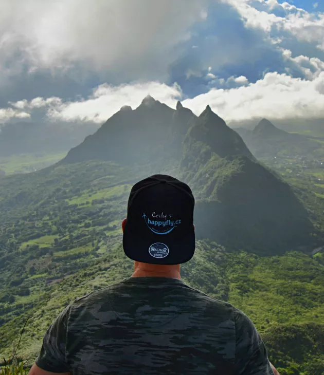 View over the highest mountains of Mauritius