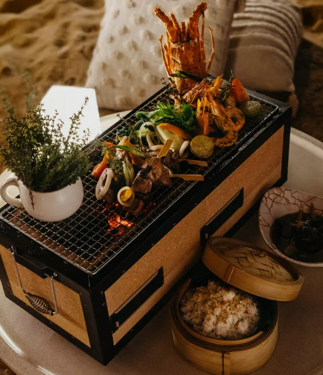 Beachfront private dining experience with fresh seafood