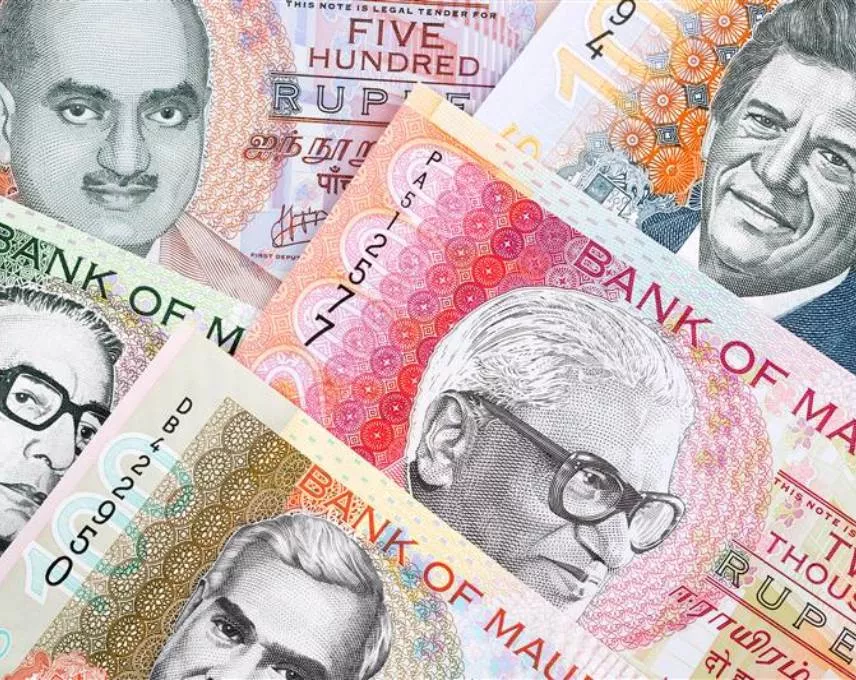 A bunch of Mauritius currency notes