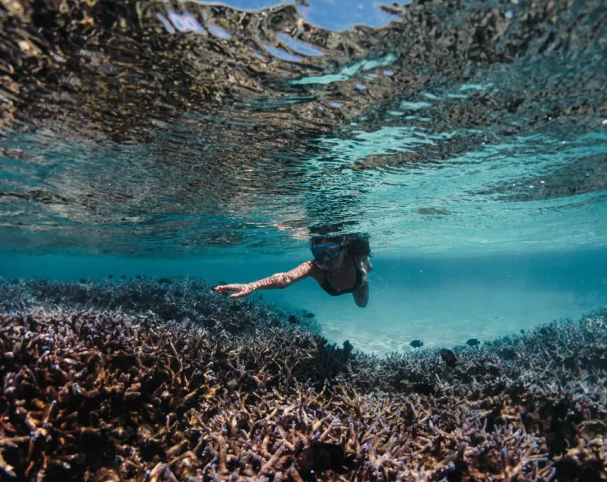 Woman enjoying scuba diving activities in the clear waters of Mauritius