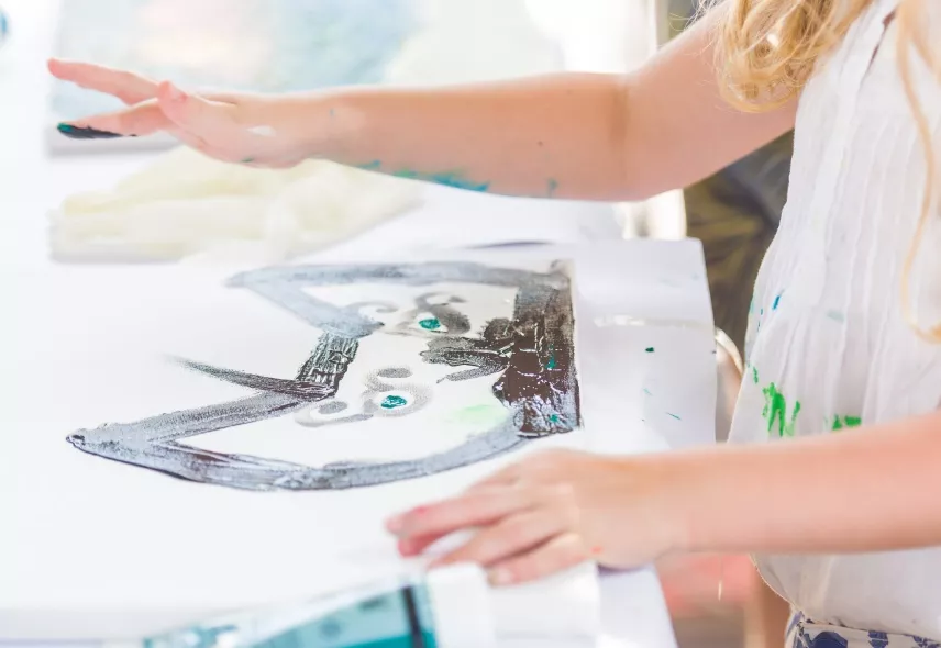 Kids art activity painting on paper for creativity and fun