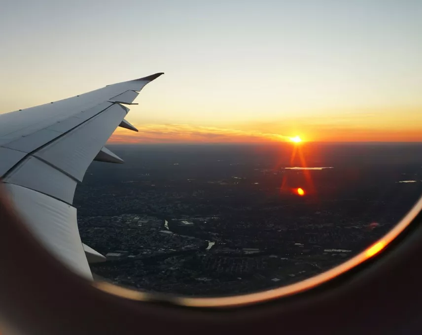 Aerial view of Mauritius from an airplane window