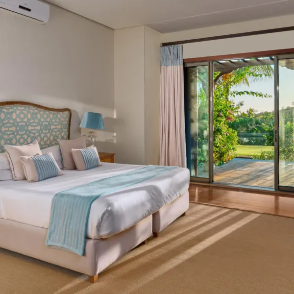 Ground-floor first bedroom in a three-bedroom villa at Heritage The Villas, Mauritius