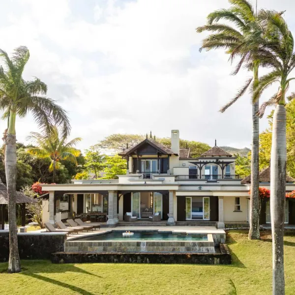 Exterior landscape view of a luxury 4-bedroom villa