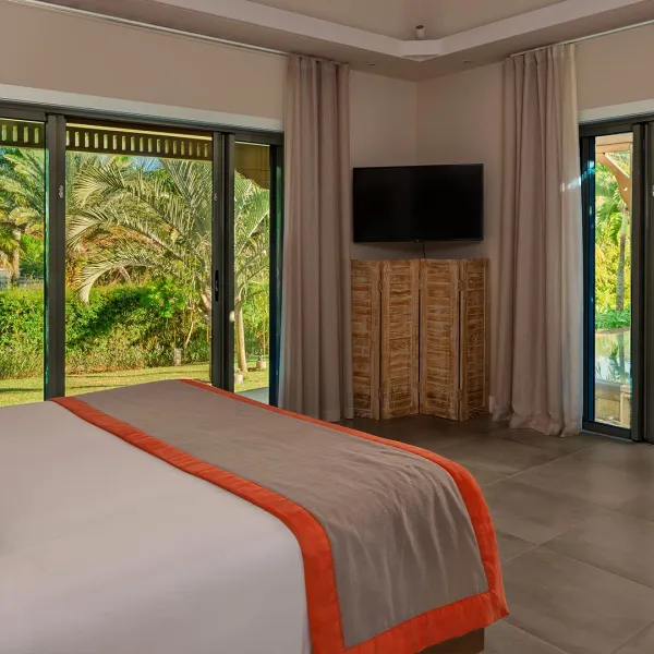 Second bedroom of a 4-bedroom villa with pool view at Heritage The Villas, Mauritius