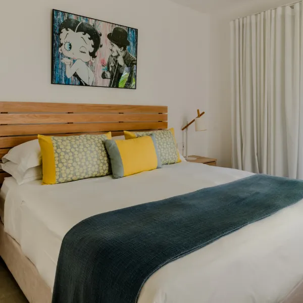 Side view of the top floor bedroom in a luxury 2-bedroom villa