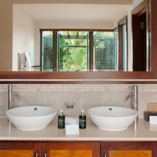 Bathroom shower area in a luxury three-bedroom villa with modern fittings