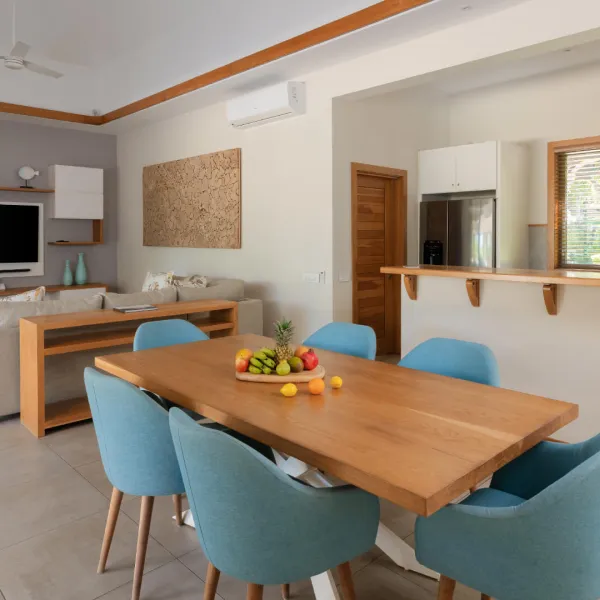 Side view of the living room in a luxury 3-bedroom villa