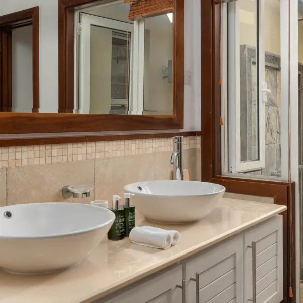 Bathroom with exterior view in a luxury 4-bedroom villa