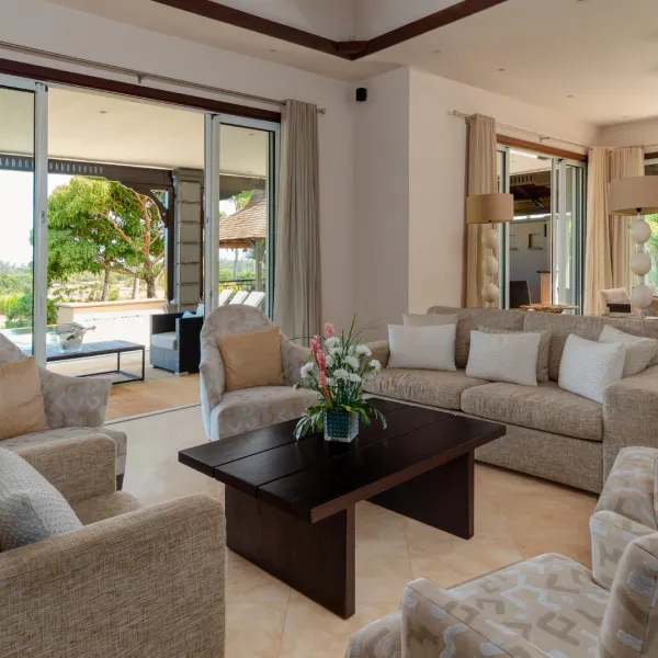 Overview of the ground floor living room in a luxury 4-bedroom villa