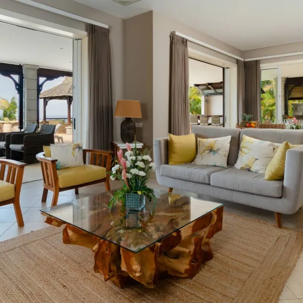 Overview of the living room in a luxury 4-bedroom villa