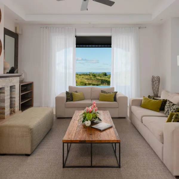 Side view of the living room in a luxury 4-bedroom villa