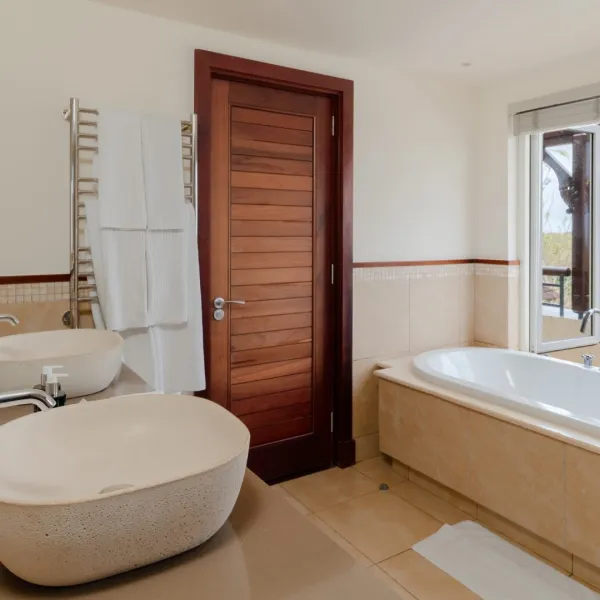 Interior view of a top floor bathroom in a luxury four-bedroom villa