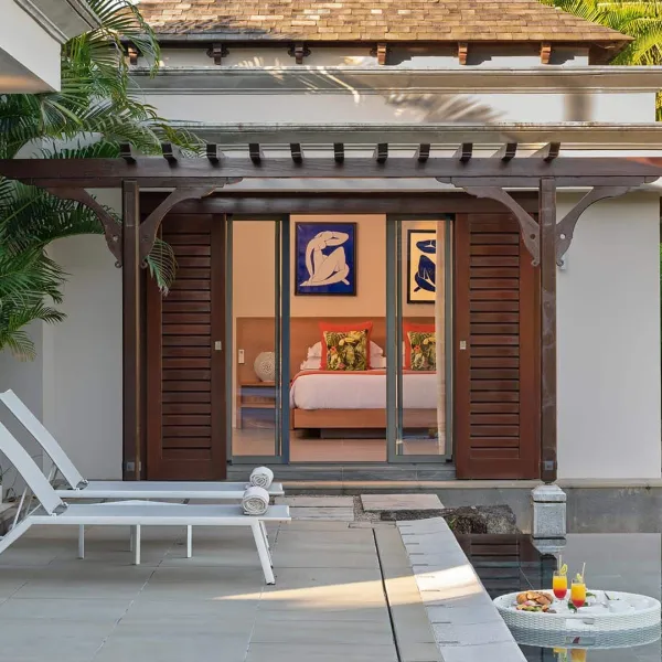 Terrace of a 4-bedroom villa with pool and scenic view at Heritage The Villas, Mauritius