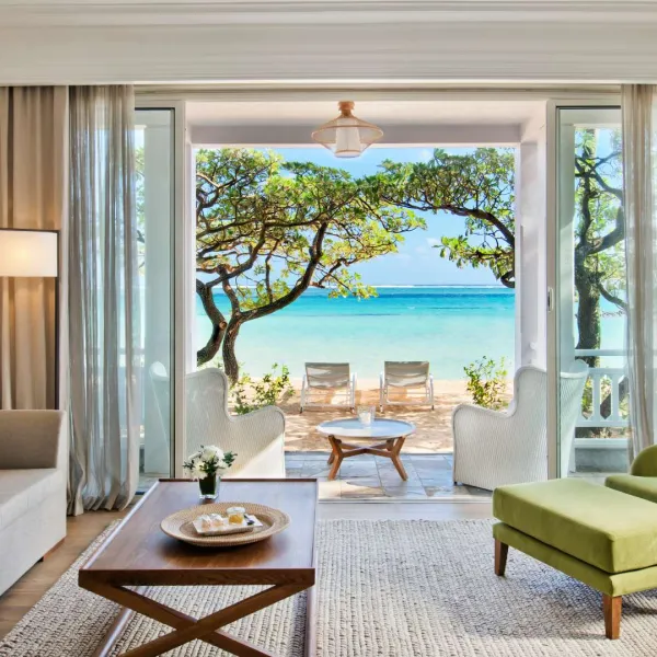 deluxe beachfront living area with direct beach access  