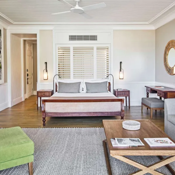 deluxe sea view bedroom with terrace looking out onto the ocean