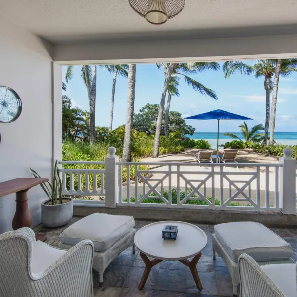 ocean beachfront suite with private terrace giving direct access to the beautiful beach at heritage le telfair