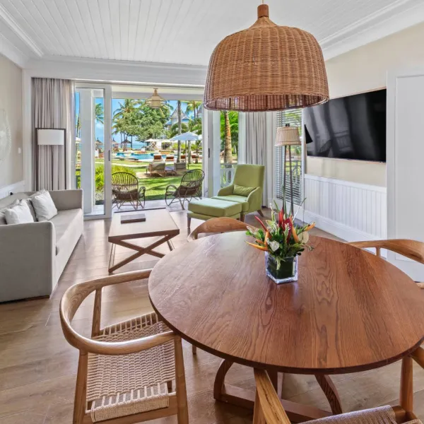 senior seaview suite adult-only with open living space with sea view at heritage le telfair mauritius
