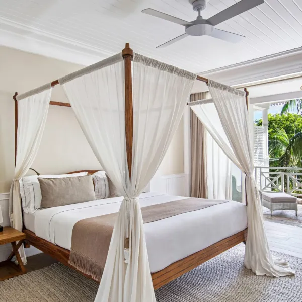 senior garden view bedroom on upper floor at heritage le telfair