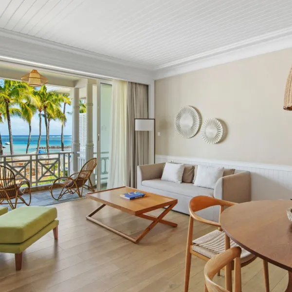 senior suite living space overlooking the ocean on upper floor with private balcony