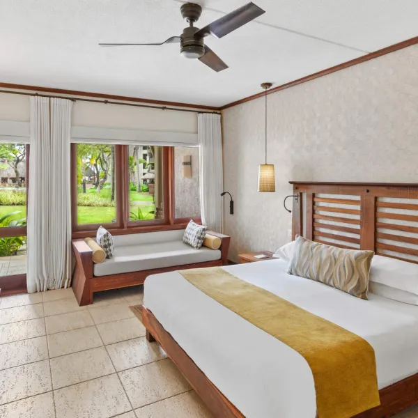Spacious deluxe room with garden views