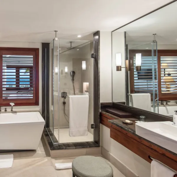 senior suite with luxury african inspired decor bathroom